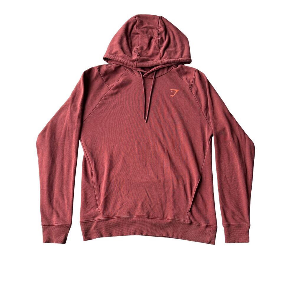 Gymshark Men's Bold Hoodie Maroon Large Back Logo Raglan Size L Sweatshirt